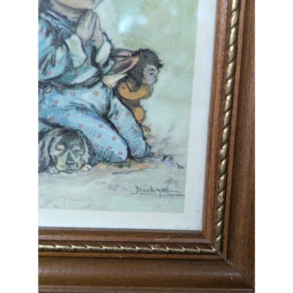 Professionally Framed Set Of 2 Prints Boy And Girl Praying by Artist Jean Bukac - Picture 5 of 8